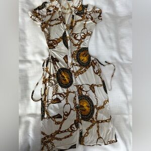 White Chain & Medallion Print Slip Dress